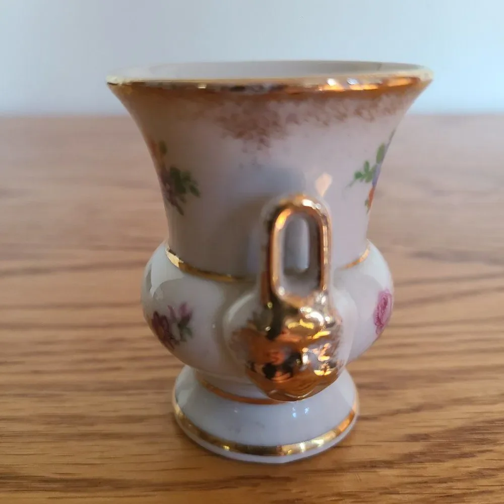 M Elfinware Germany Urn Shaped Mini Bud Vase Flowers With Gold Trim Bottom Stamp
